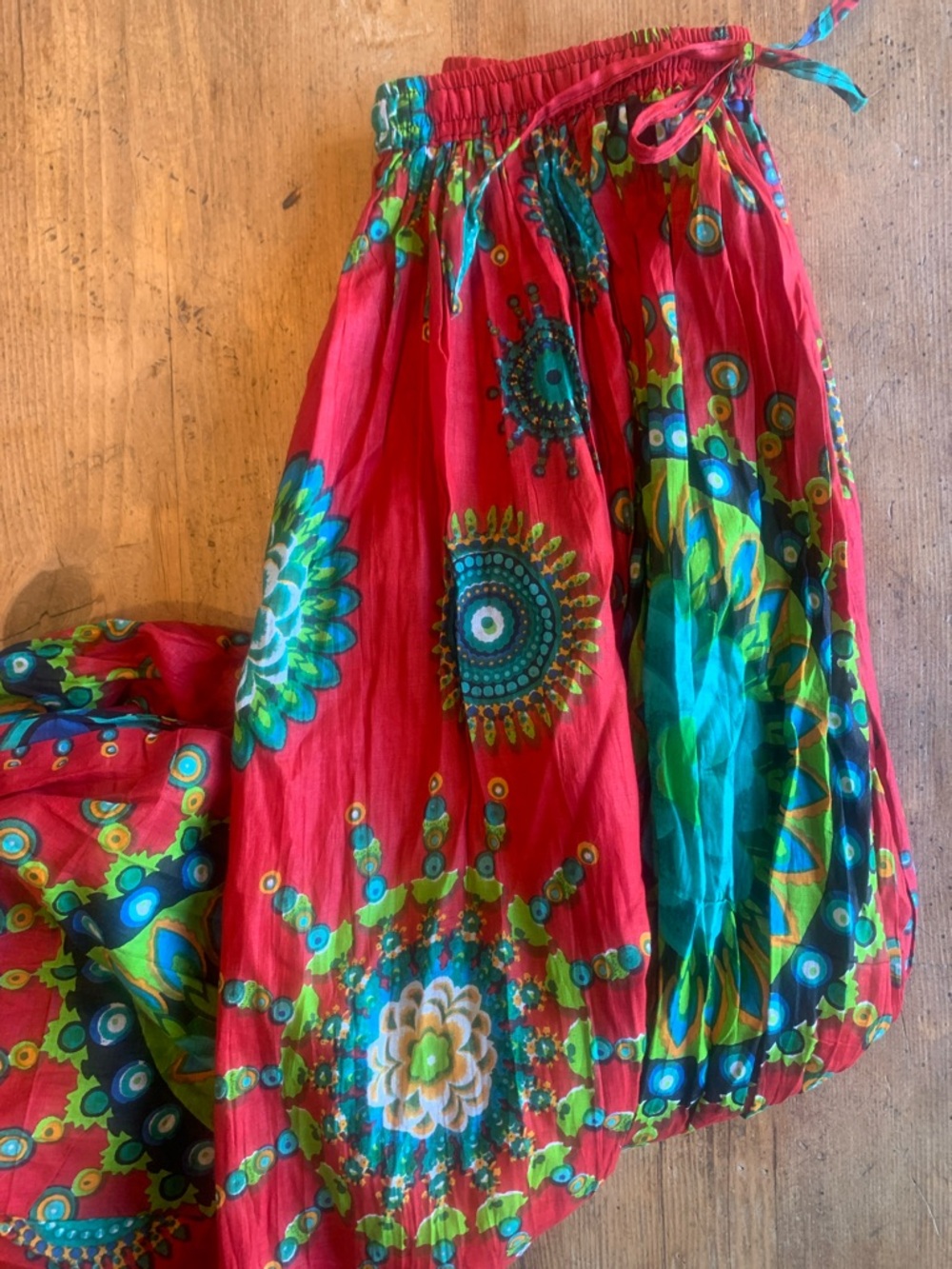 Cotton Red Floral Medallion Bohemian Puff Jogger Pant - Picture 13 of 16